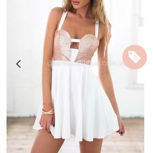 XENIA White/Gold Mariah Carey mini Dress